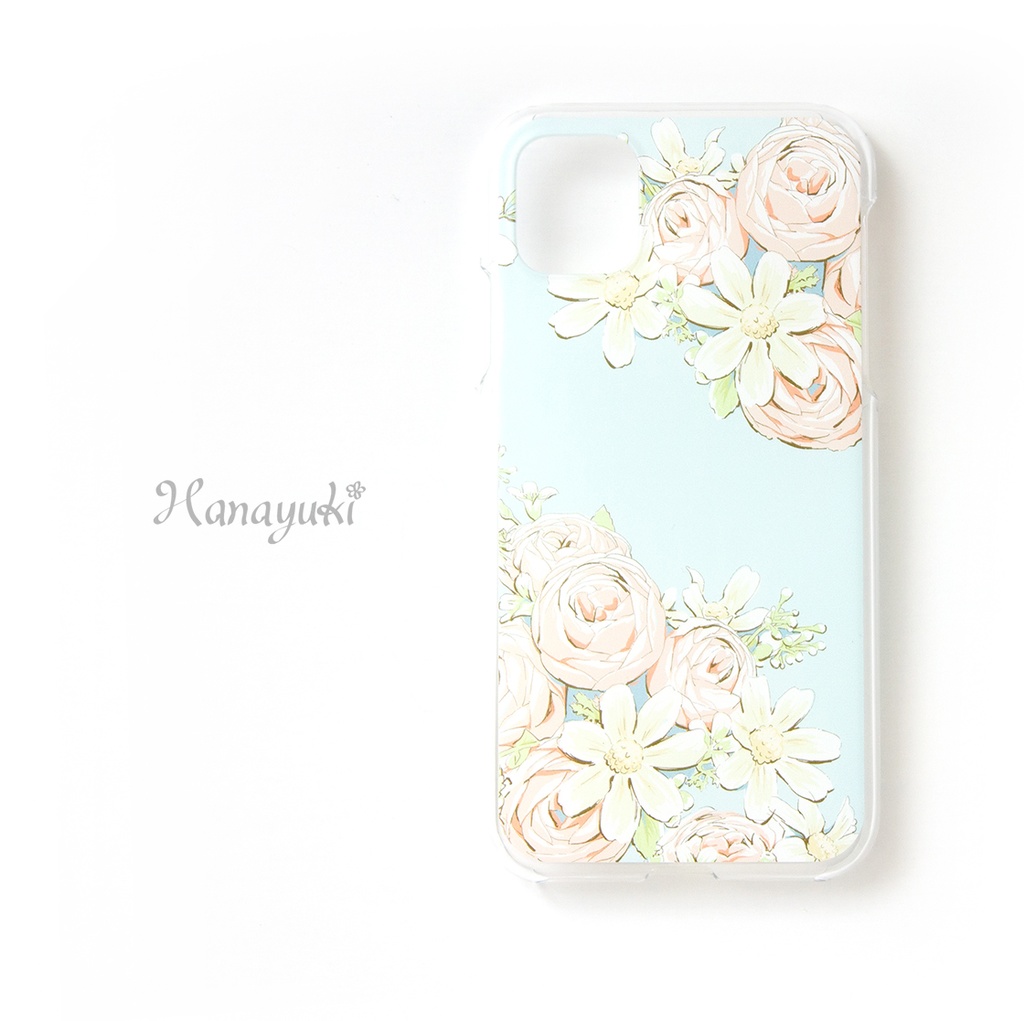 【スマホケース】イングリッシュローズ コーラルピンク【クリアタイプ】iPhone/Andorid対応