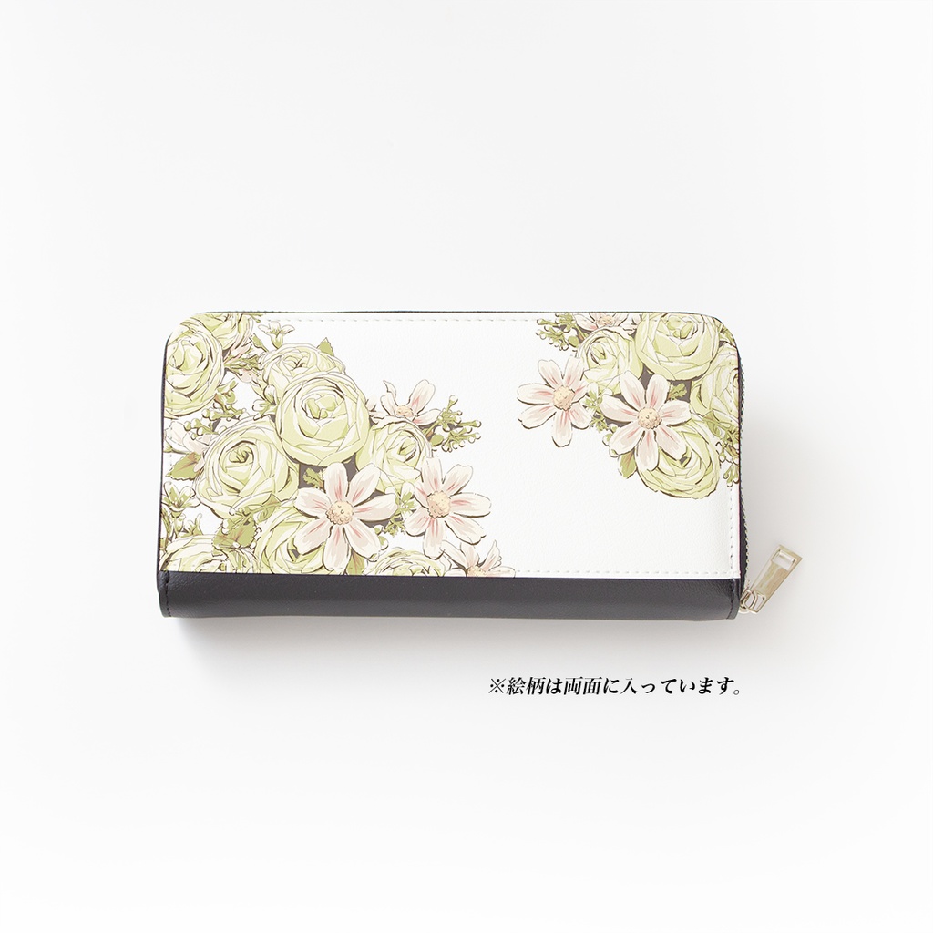 【長財布】イングリッシュローズ グリーン【花柄】