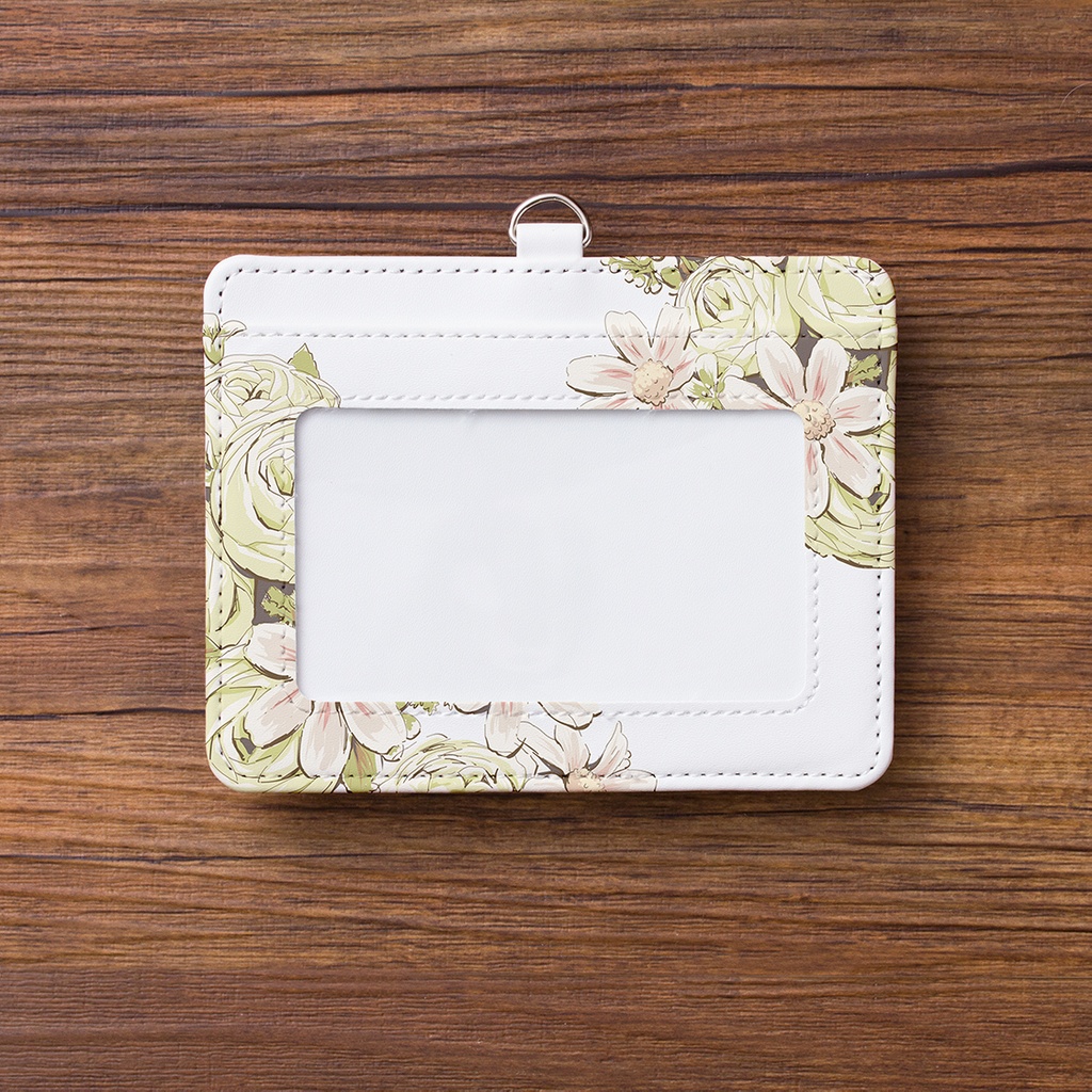 イングリッシュローズグリーンのパスケース【Hanayukiオリジナルイラスト】