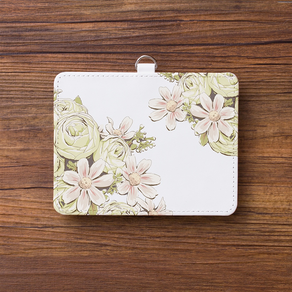 イングリッシュローズグリーンのパスケース【Hanayukiオリジナルイラスト】