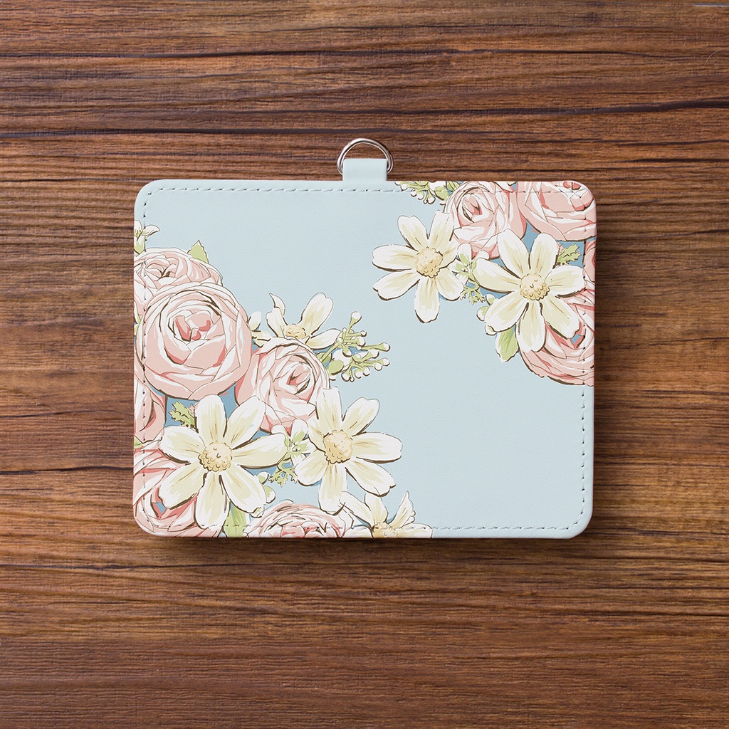 イングリッシュローズコーラルピンクのパスケース【Hanayukiオリジナルイラスト】