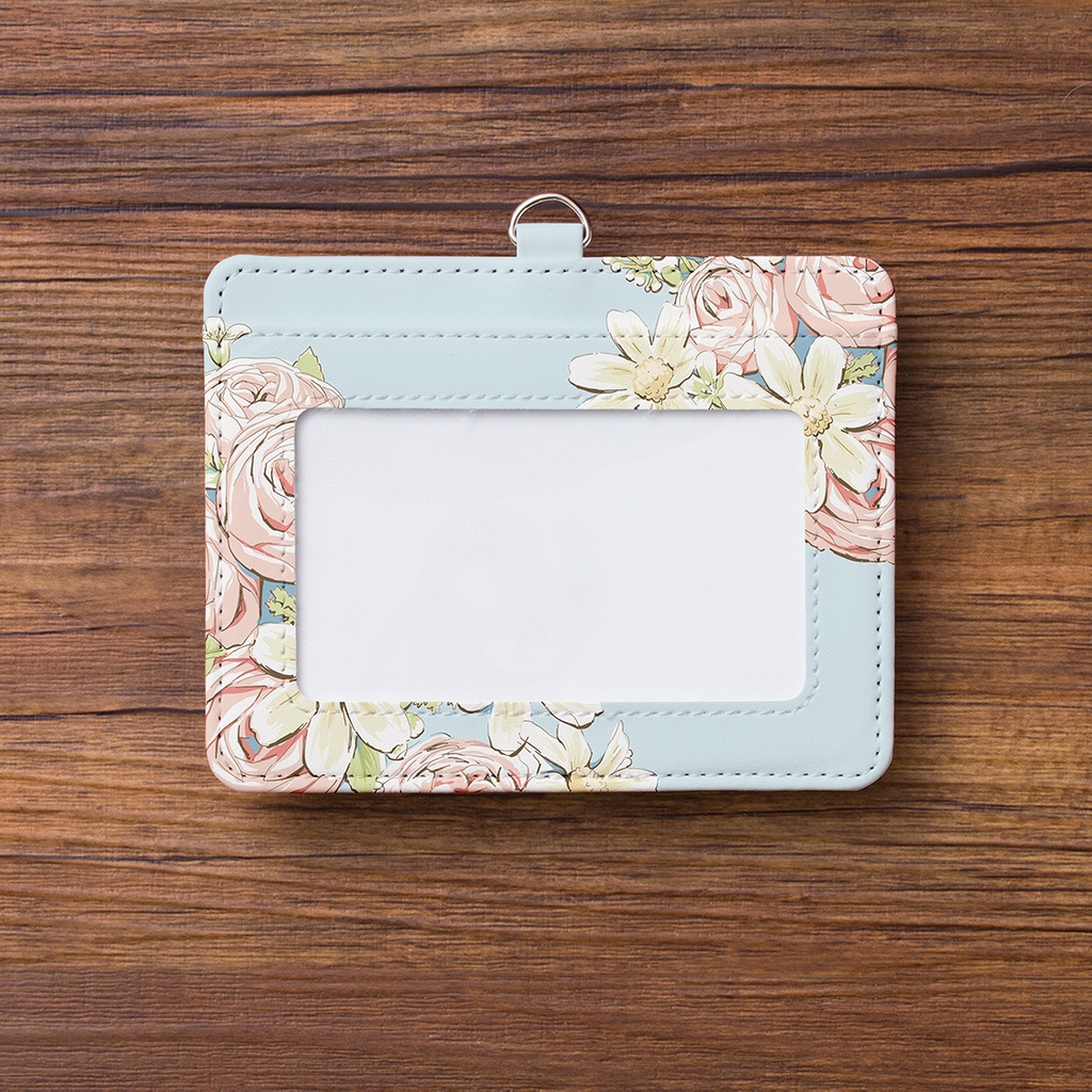 イングリッシュローズコーラルピンクのパスケース【Hanayukiオリジナルイラスト】