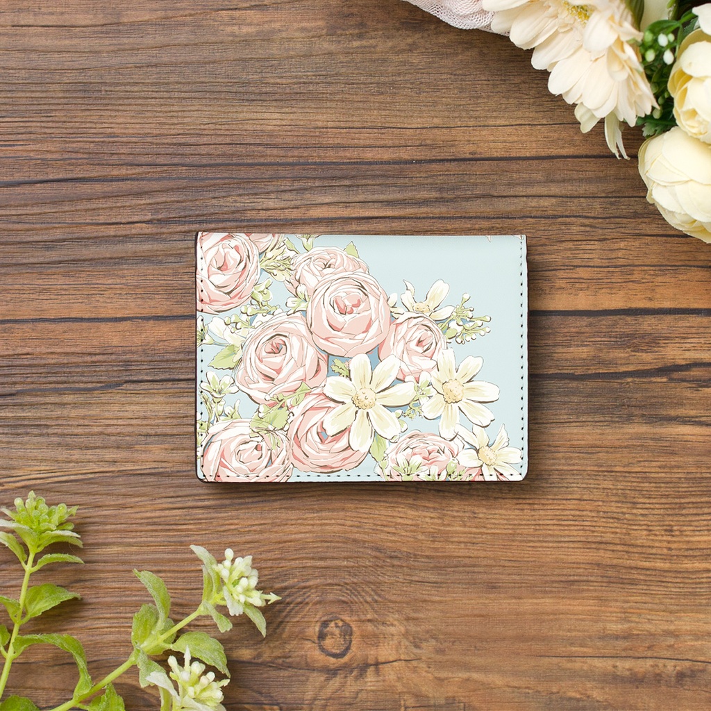 【Hanayukiオリジナル カードケース・名刺入れ】イングリッシュローズ コーラルピンク