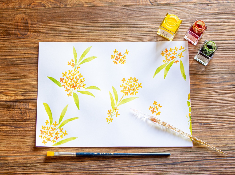 【カメラ穴あり】iPhone/Android対応 金木犀【手帳型スマホケース】