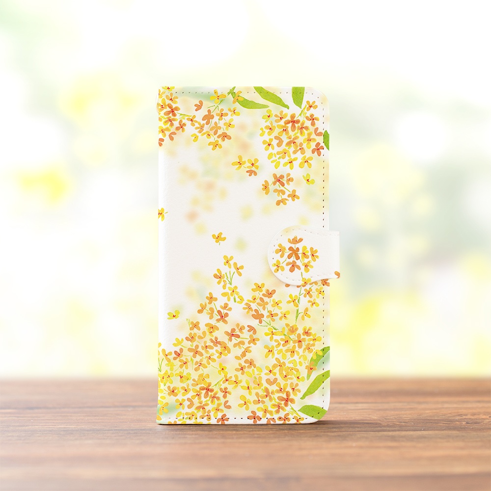 【カメラ穴あり】iPhone/Android対応 金木犀【手帳型スマホケース】