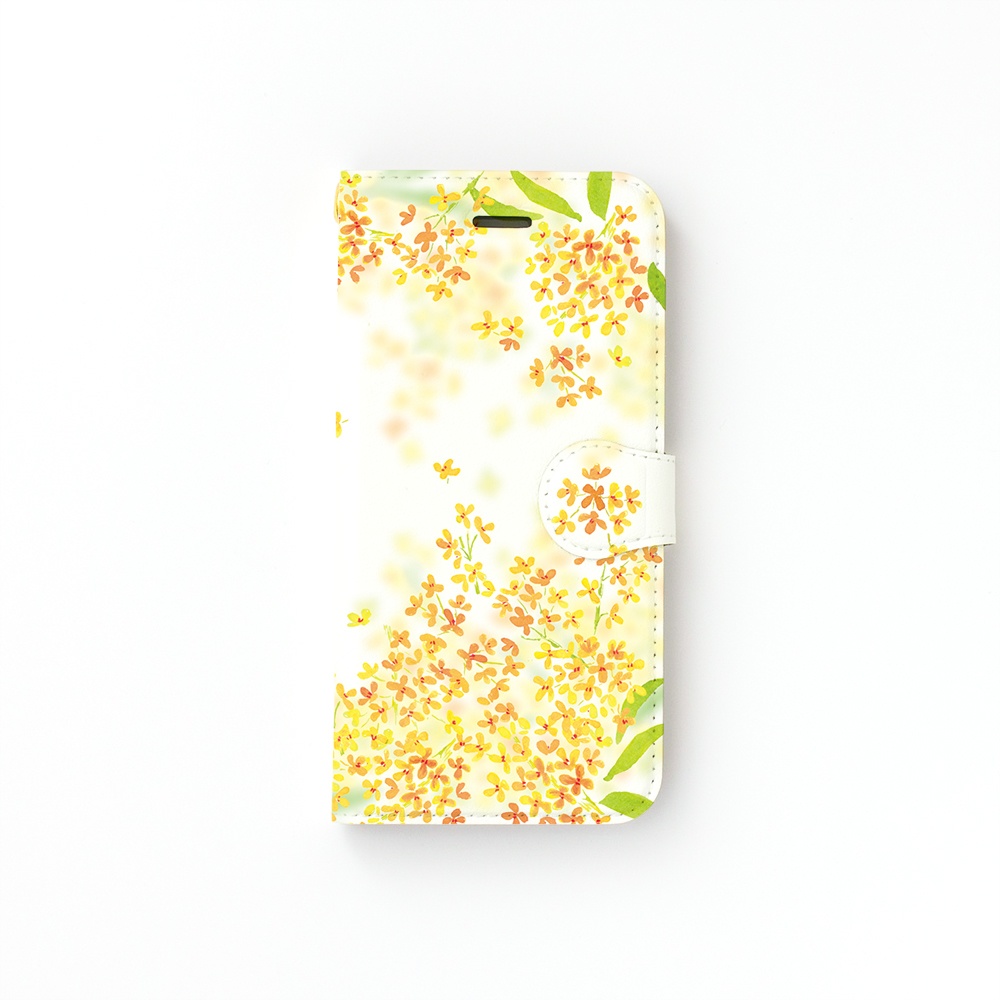 【カメラ穴あり】iPhone/Android対応 金木犀【手帳型スマホケース】