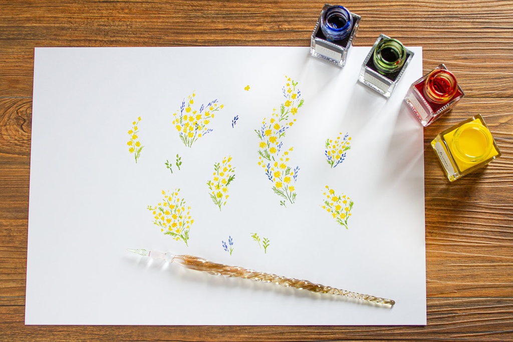 ミモザのパスケース【Hanayukiオリジナルイラスト】