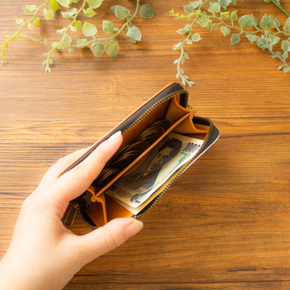 【ミニ財布・コンパクト財布】 桜ピンク 花柄 ガラスペンアート 【パスケース・コインケース】