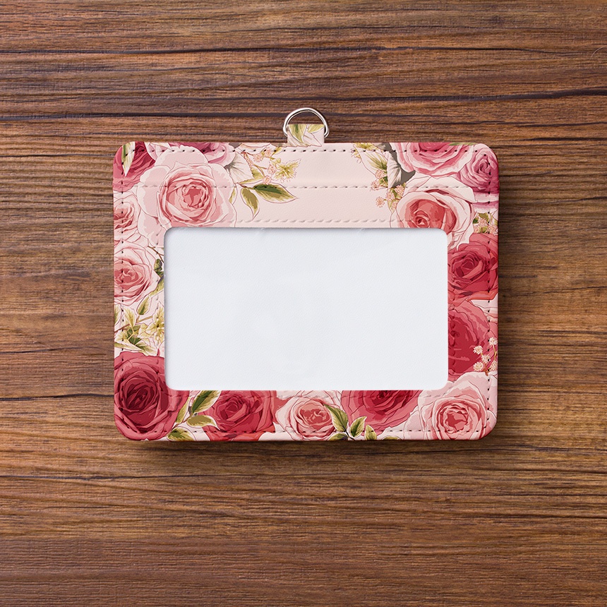 ローズガーデンピンクのパスケース【Hanayukiオリジナルイラスト】