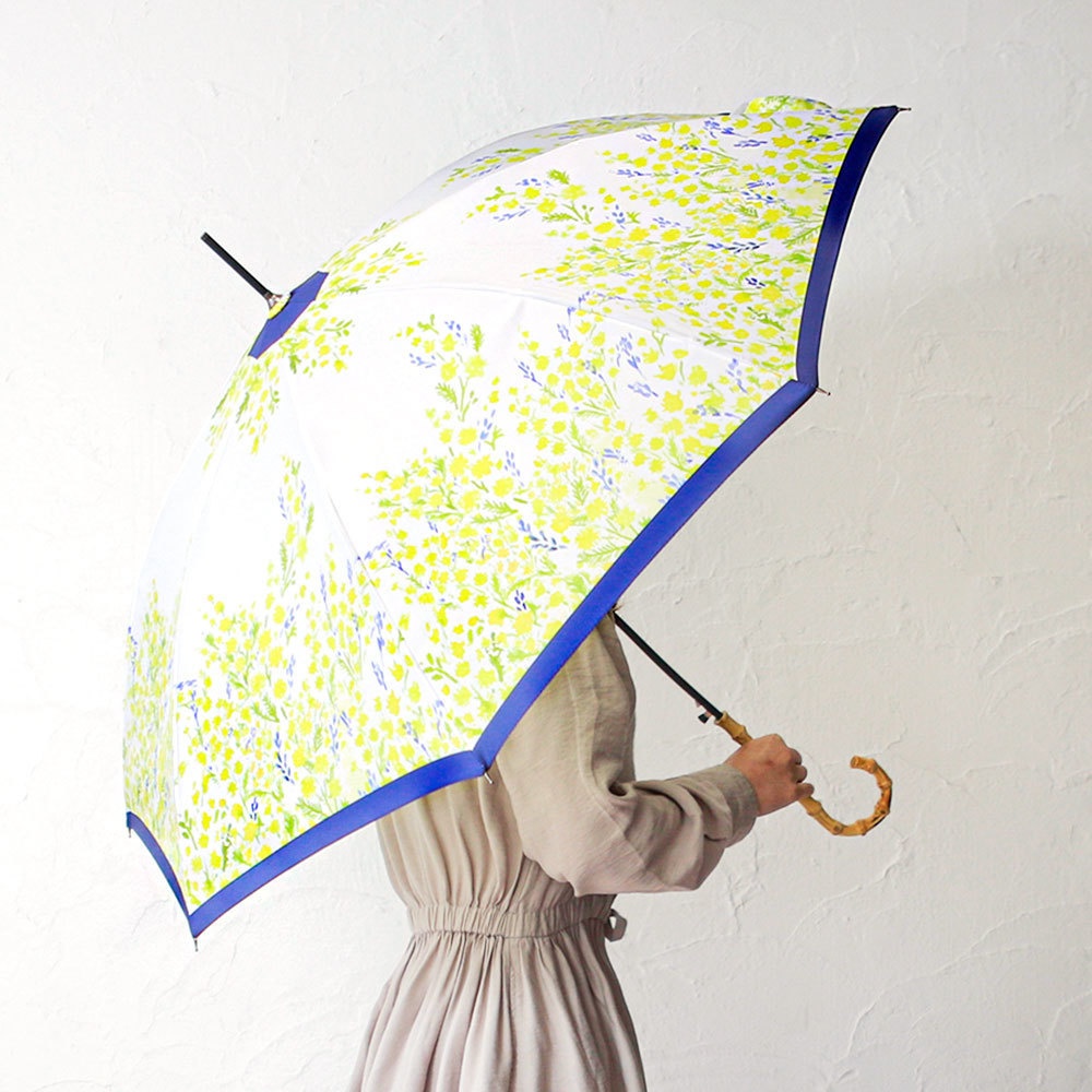【花咲く傘】ミモザ【Hanayukiオリジナルアート】【※7月〜順次発送 予約受付中】長傘 日傘 雨傘 晴雨兼用
