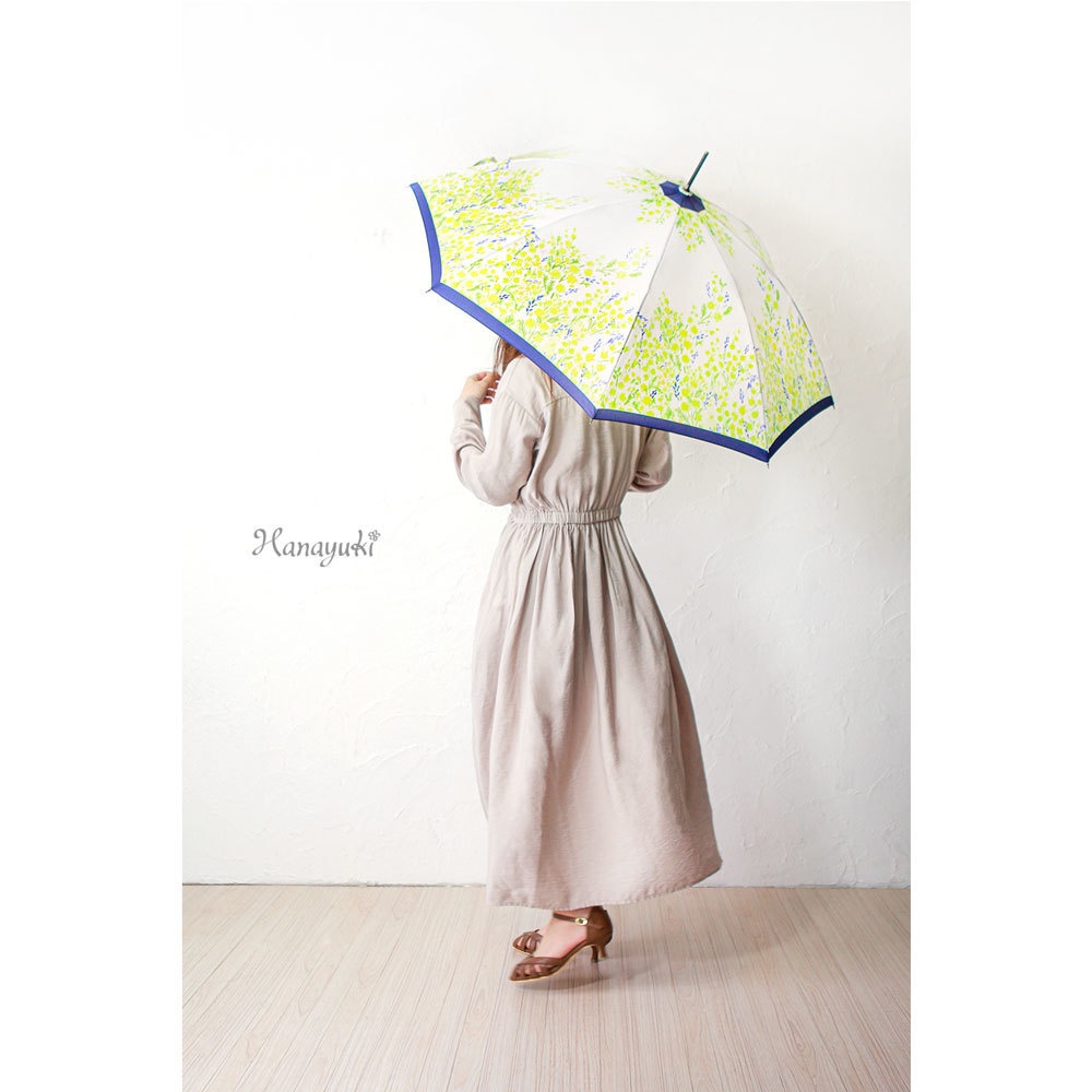 【花咲く傘】ミモザ【Hanayukiオリジナルアート】【※7月〜順次発送 予約受付中】長傘 日傘 雨傘 晴雨兼用