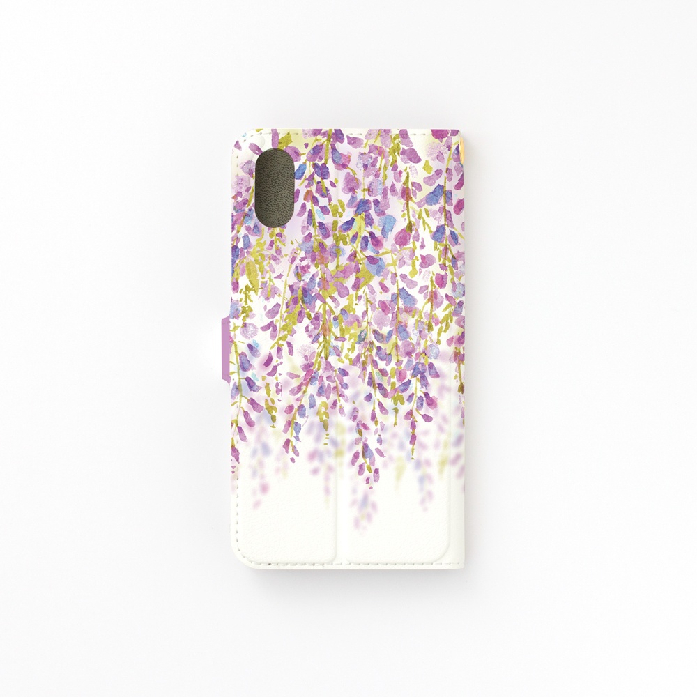 【カメラ穴あり】iPhone/Android対応 藤の花【手帳型スマホケース】