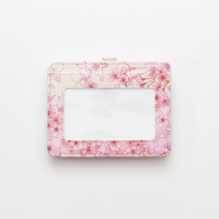 桜ピンクのパスケース【Hanayukiオリジナルイラスト】