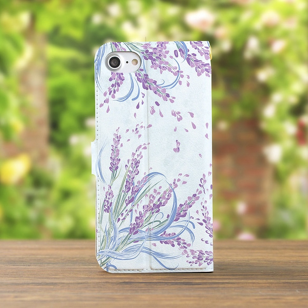 【カメラ穴あり】iPhone/Android対応 ラベンダー【手帳型スマホケース】
