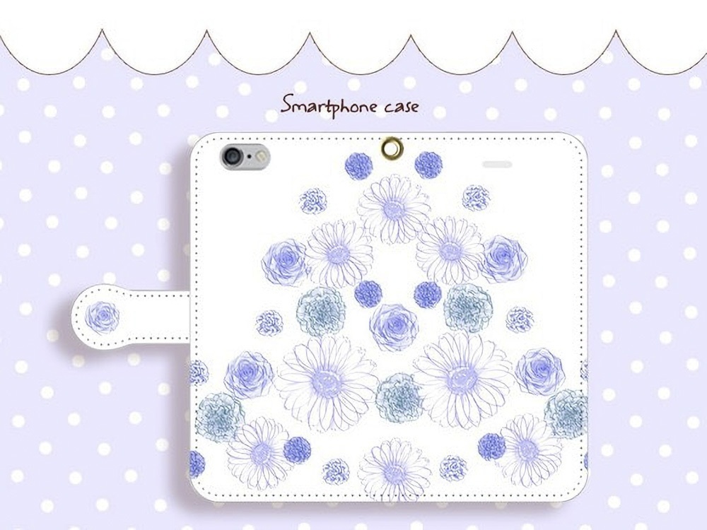 【カメラ穴あり】iPhone/Android対応 ガーベララピスラズリ【手帳型スマホケース】