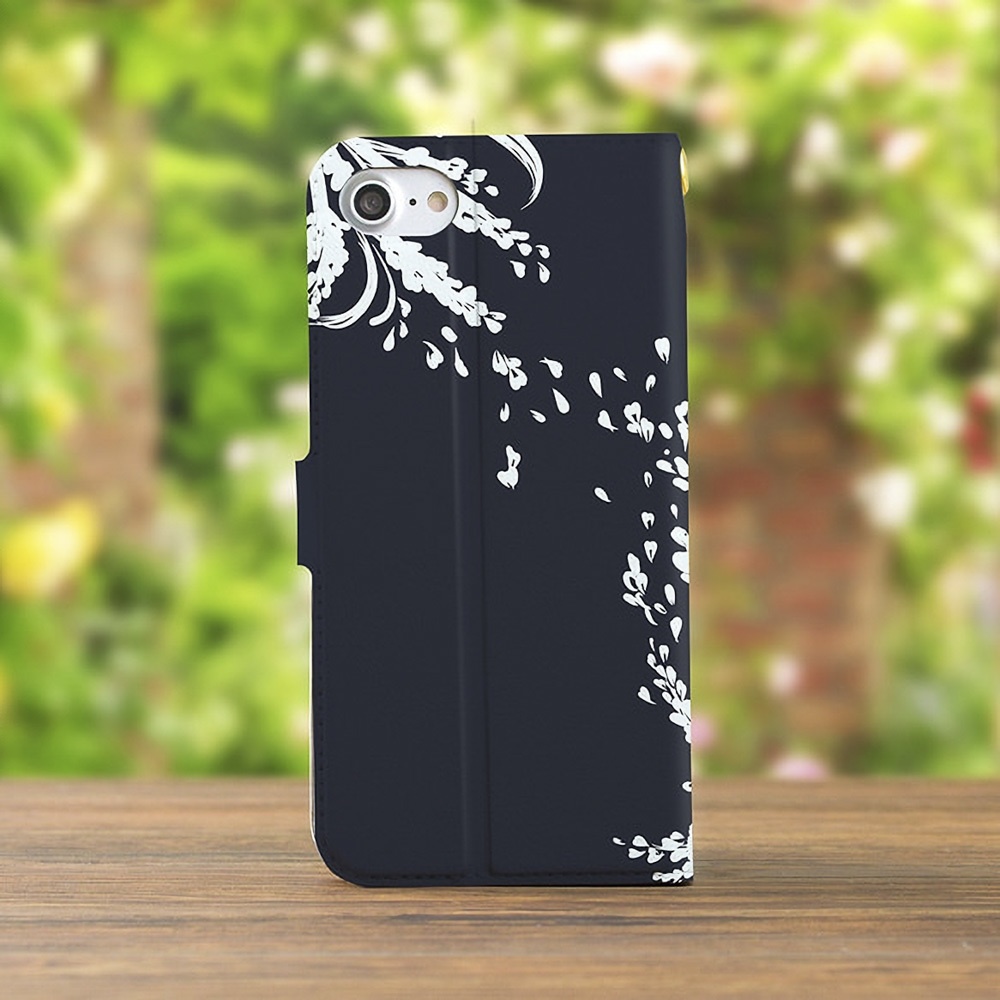 【カメラ穴あり】iPhone/Android対応 ラベンダーシルエット【手帳型スマホケース】