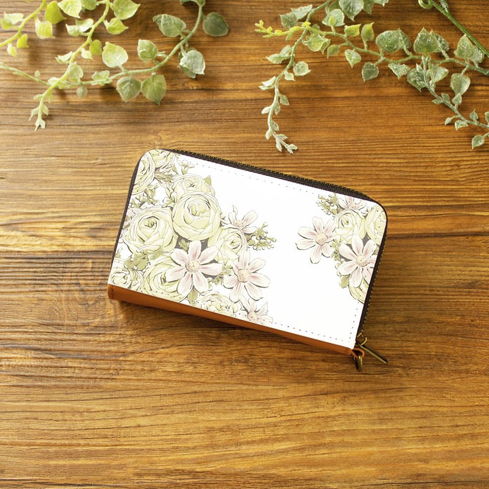 【ミニ財布・コンパクト財布】イングリッシュローズグリーン【花柄】【パスケース・コインケース】