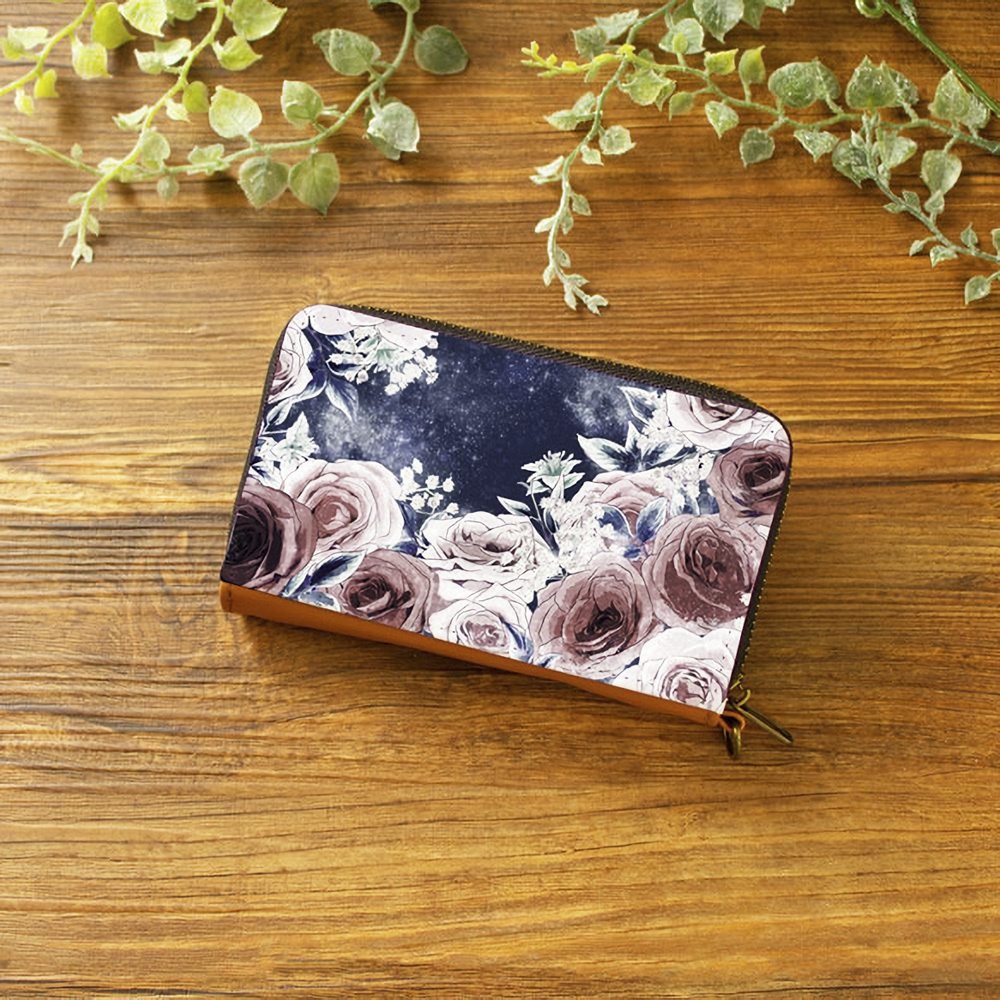 【ミニ財布・コンパクト財布】オールドローズ【花柄】【パスケース・コインケース】