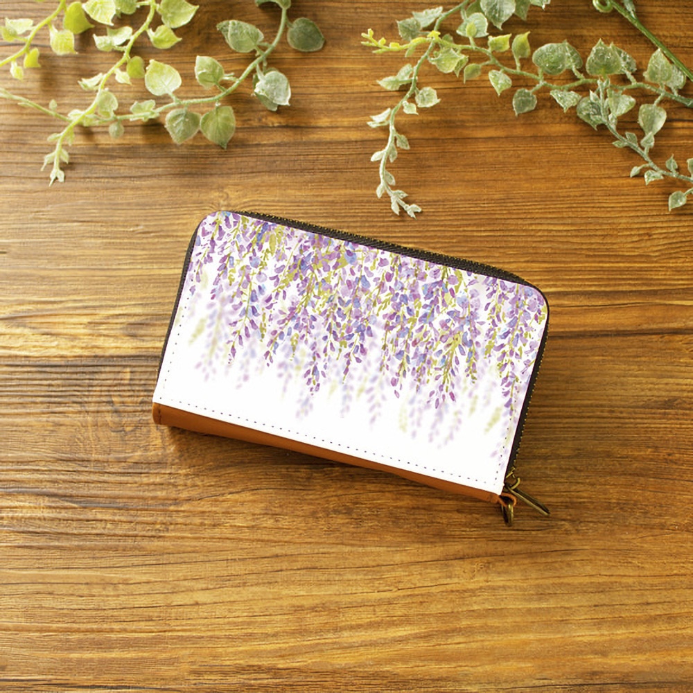 【ミニ財布・コンパクト財布】藤の花【花柄】【パスケース・コインケース】