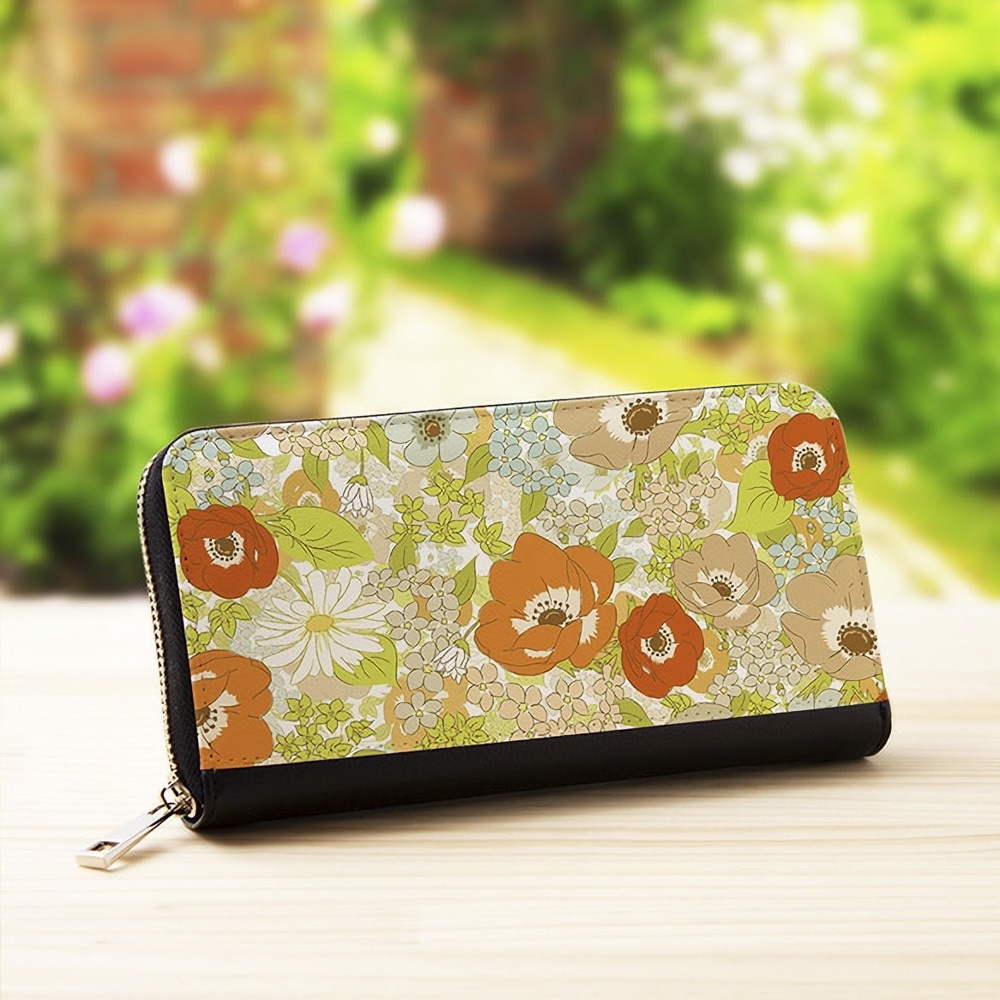 【長財布】アネモネオレンジ【花柄】