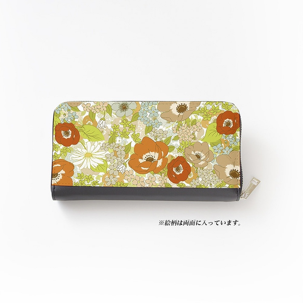 【長財布】アネモネオレンジ【花柄】