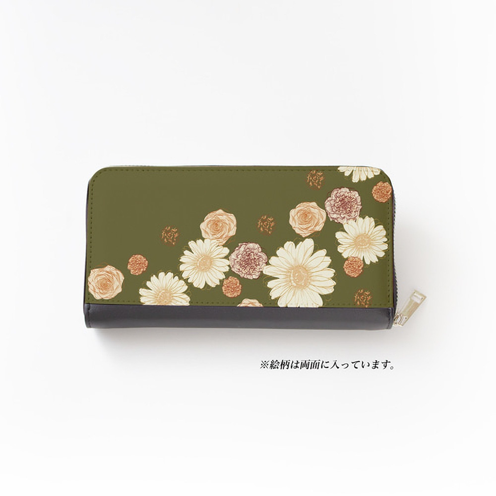 【長財布】ガーベラオリーブ【花柄】