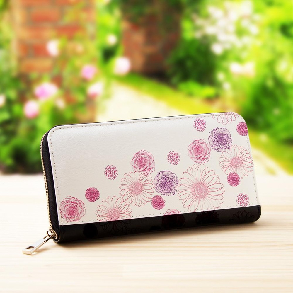 【長財布】ガーベラチェリーピンク【花柄】