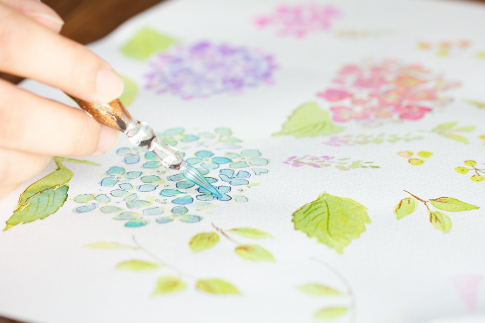 【長財布】紫陽花【花柄】