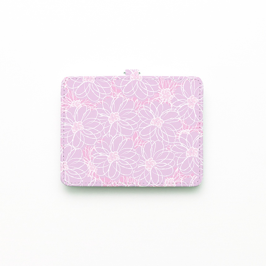 コットンフラワーピンクのパスケース【Hanayukiオリジナルイラスト】