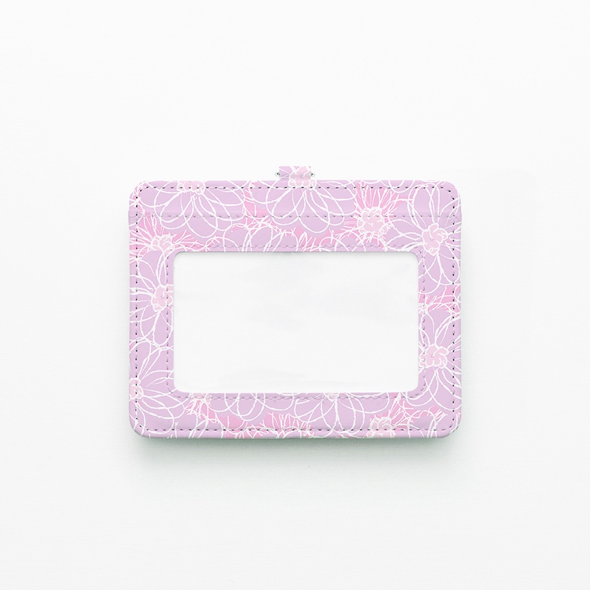 コットンフラワーピンクのパスケース【Hanayukiオリジナルイラスト】