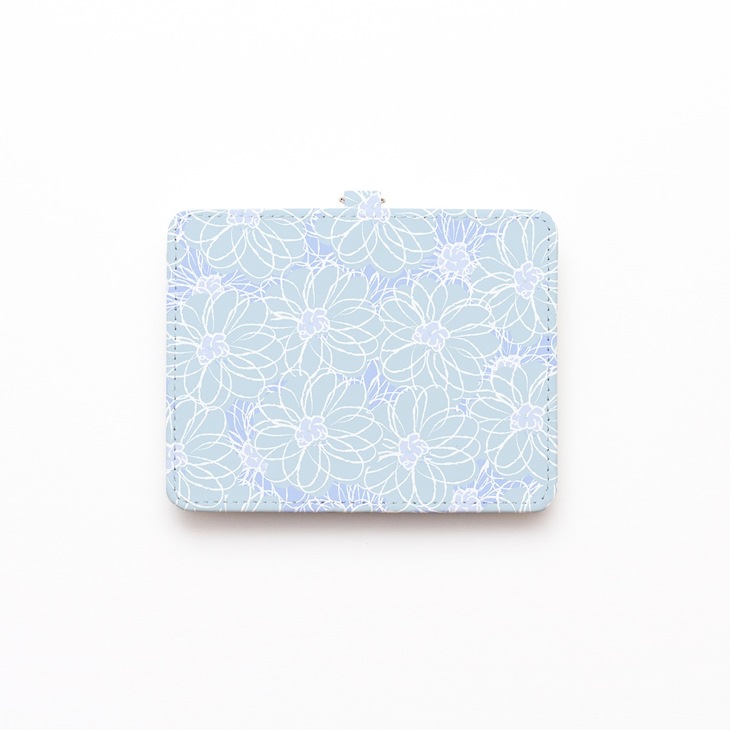 コットンフラワーブルーのパスケース【Hanayukiオリジナルイラスト】