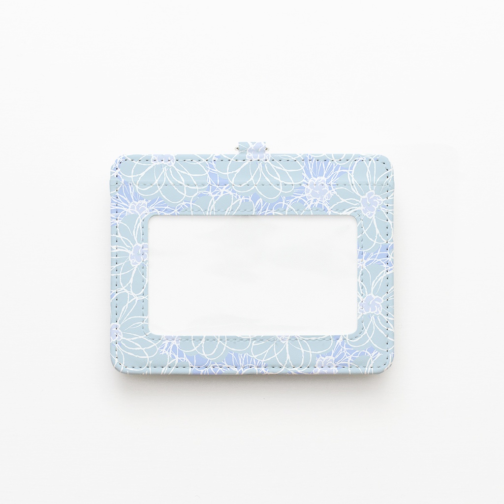 コットンフラワーブルーのパスケース【Hanayukiオリジナルイラスト】