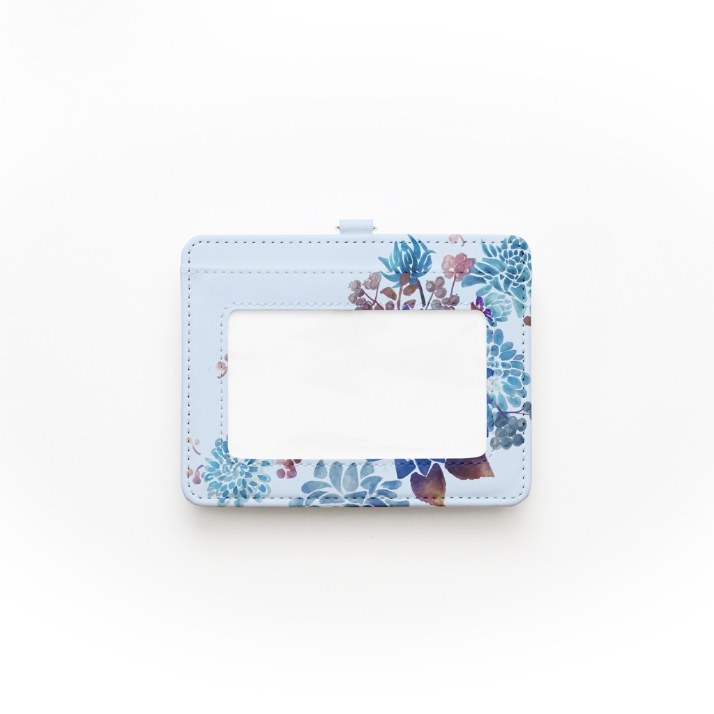 ダリアパウダーブルーのパスケース【Hanayukiオリジナルイラスト】