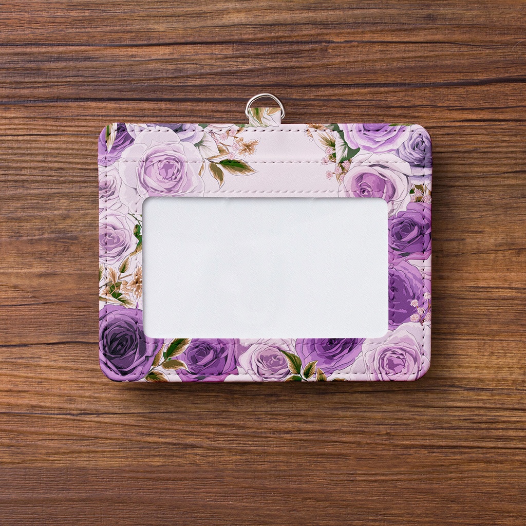 ローズガーデンパープルのパスケース【Hanayukiオリジナルイラスト】