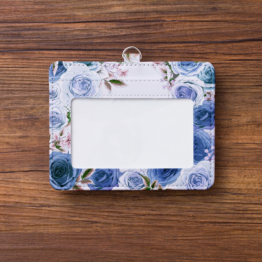 ローズガーデンブルーのパスケース【Hanayukiオリジナルイラスト】