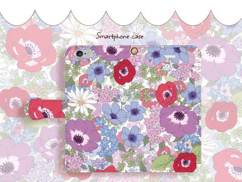 【カメラ穴あり】iPhone/Android対応 アネモネオリジナル【手帳型スマホケース】