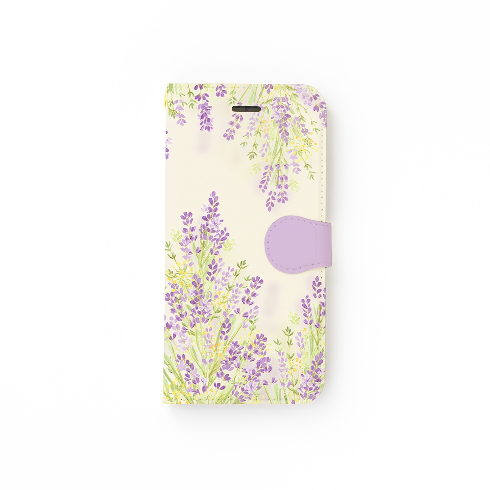 【カメラ穴あり】iPhone/Android対応 ラベンダー ガーデン【手帳型スマホケース】