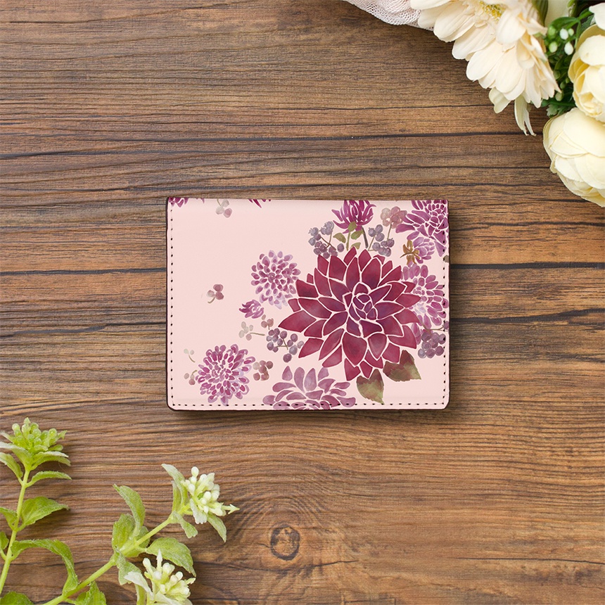 【Hanayukiオリジナル カードケース・名刺入れ】ダリアピンクベージュ 【花柄】