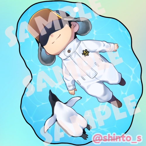 水面アクキー　ペンギン