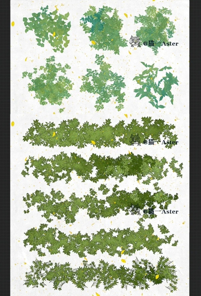 procreateブラシ-葉の群れ 199本