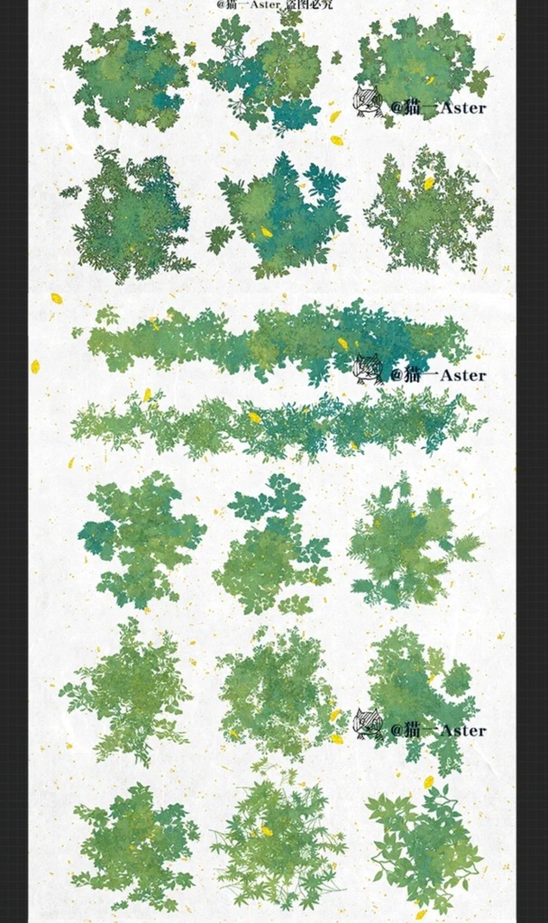 procreateブラシ-葉の群れ 199本