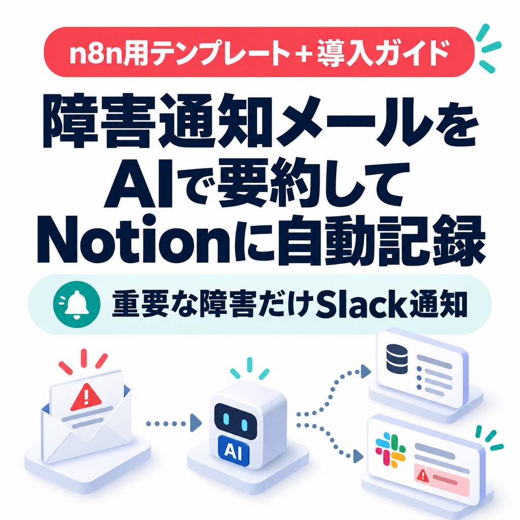 n8n用テンプレート:障害通知メールをAIで要約してNotionに障害ログを自動起票(Slack通知付き)