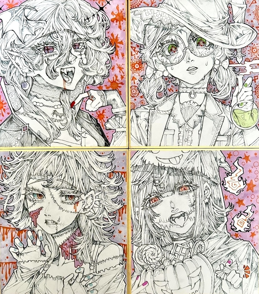 ハロウィンイラスト小色紙 (2024年版)
