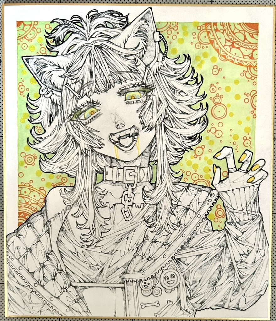 【原画】食べるのが大好きなケモっ娘【色紙】