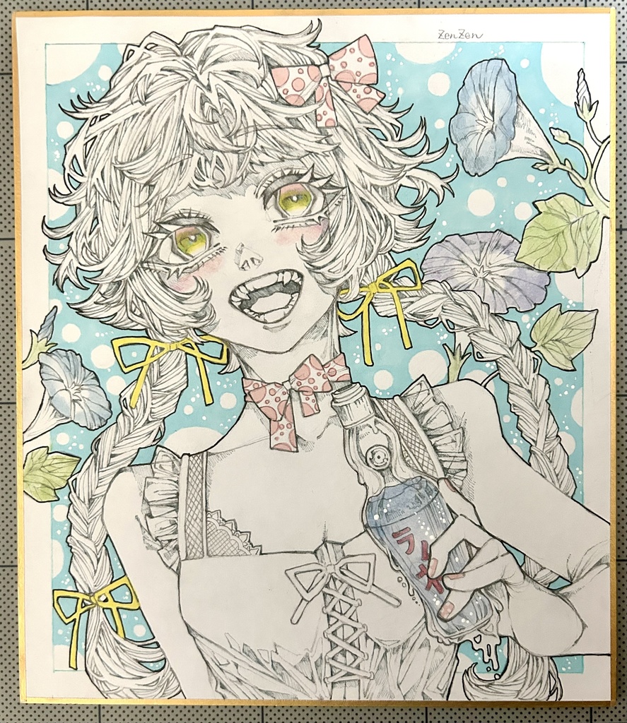 【原画】夏と少女«朝顔»【色紙】