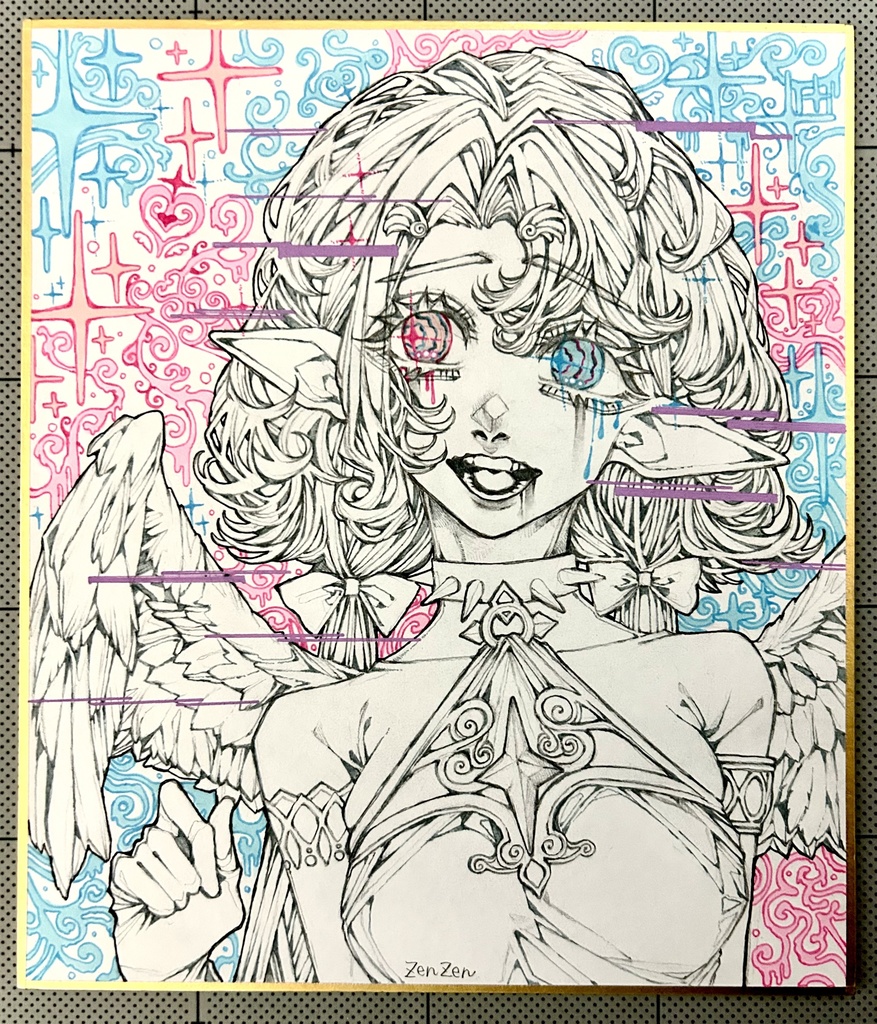 【原画】電脳世界の天使様【色紙】