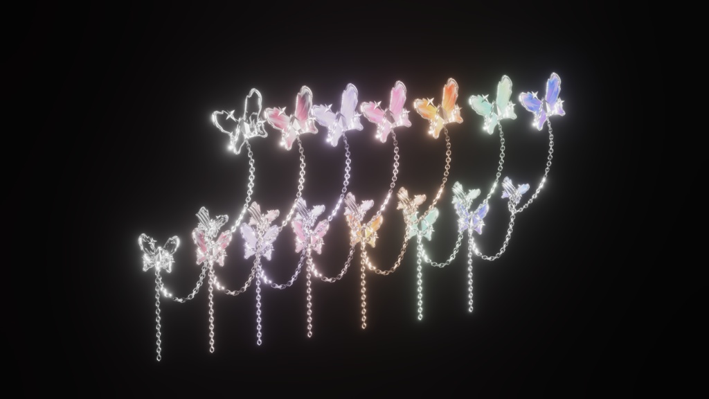 囚われの蝶 | Vrchat対応 | イヤリング | Earrings