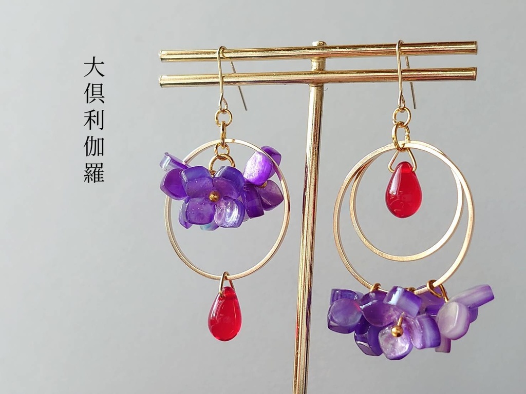 【送料込】刀剣乱舞イメージあじさいピアス・イヤリング