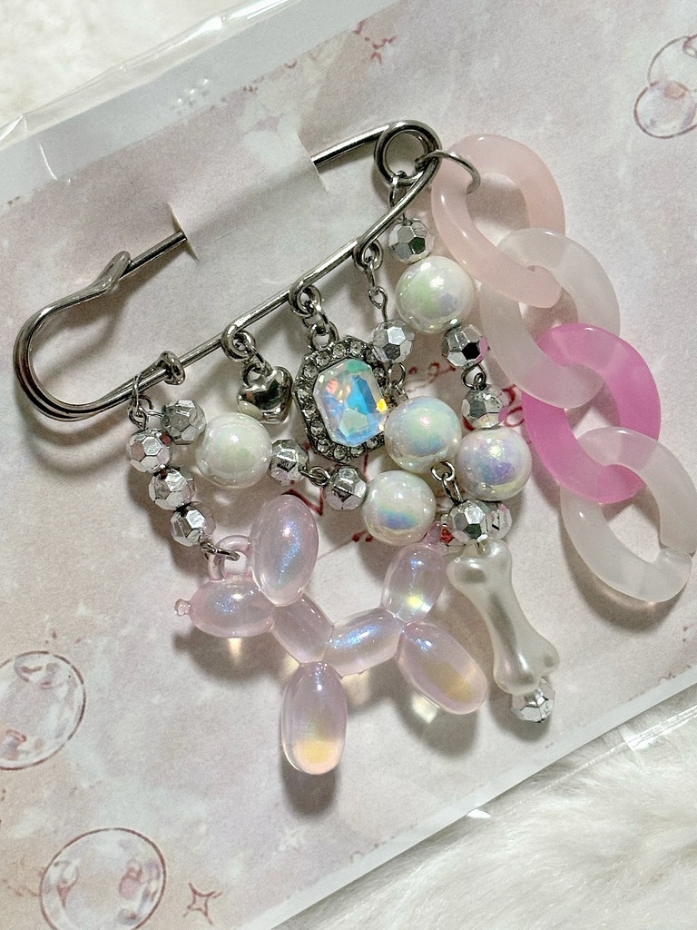 【ハンドメイド】DOG Charmpin/オーロラバルーン×ピンクドリーム