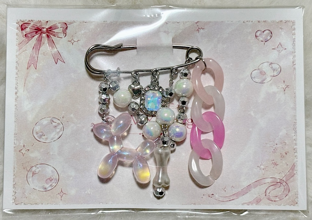 【ハンドメイド】DOG Charmpin/オーロラバルーン×ピンクドリーム